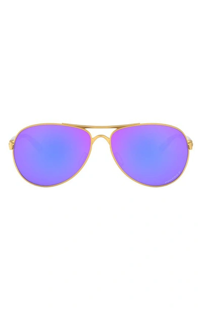Oakley Feedback Prizm Violet Aviator Ladies Sunglasses Oo4079 407939 59 In Satin Gold/ Prizm Violet