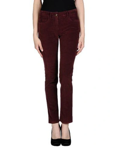 Shop Incotex Casual Pants In Maroon