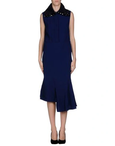 Shop Marni 3/4 Length Dress In Dark Blue