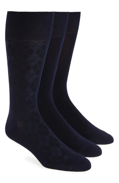 Shop Calvin Klein 3-pack Dress Socks In Navy