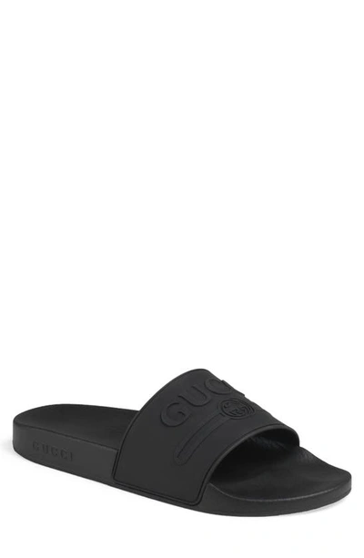 Shop Gucci Pursuit Logo Slide Sandal In Nero