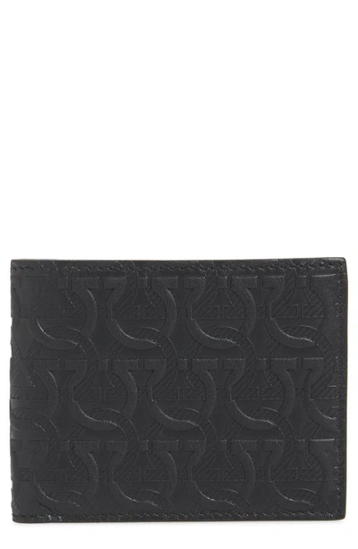 Shop Ferragamo Debossed Leather Wallet In Black