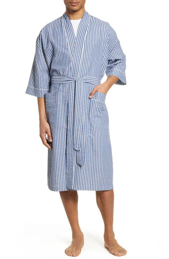 Majestic Sunbuster Seersucker Robe In Coastal Blue ModeSens
