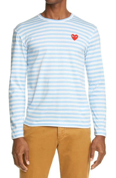 Shop Comme Des Garçons Stripe T-shirt In Blue