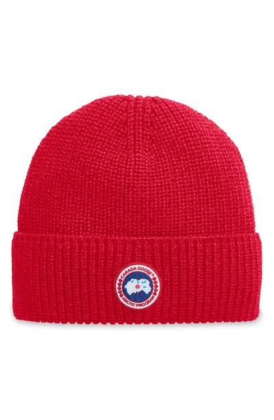 Shop Canada Goose Arctic Disc Ribbed Toque Beanie In Red