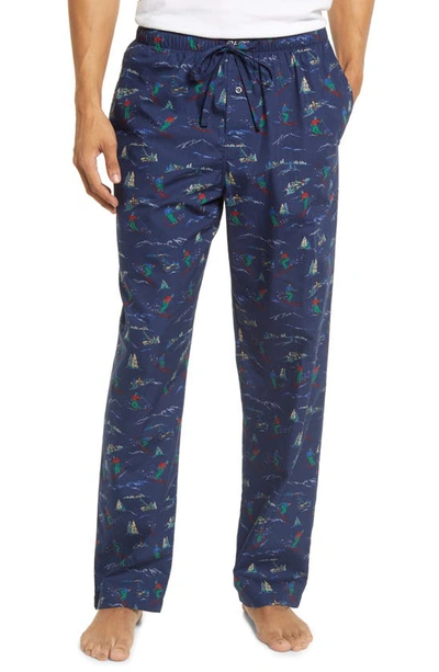 Shop Polo Ralph Lauren Plaid Woven Pajama Pants In Blue Ski Print