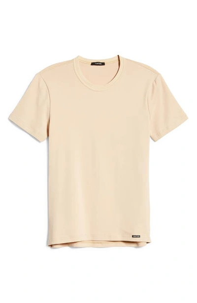 Shop Tom Ford Cotton Jersey Crewneck T-shirt In Nude 1