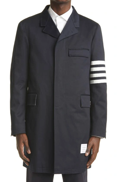 Shop Thom Browne 4-bar Unconstructed Cotton Chesterfield Coat In Navy