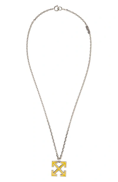 Shop Off-white Arrow Pendant Necklace In Yellow