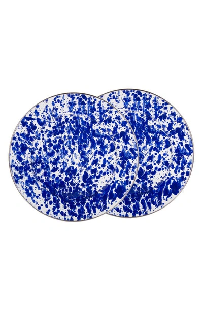 Shop Golden Rabbit Enamelware Swirl Set Of 2 Charger Plates In Cobalt