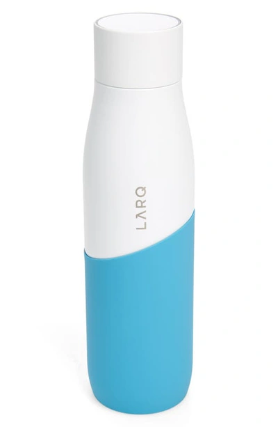 Shop Larq Movement 24 Ounce Self Cleaning Water Bottle In White/ Marine