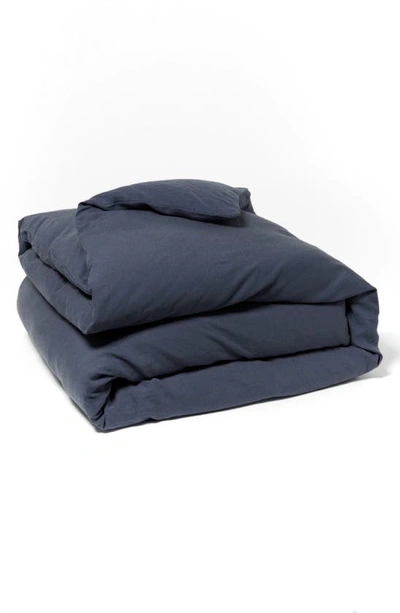 Shop Coyuchi Relaxed Organic Linen Duvet Cover In Harbor Blue