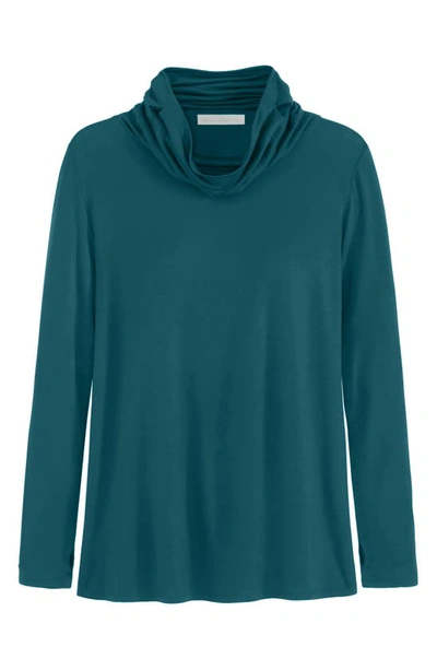 Shop Adyson Parker Cowl Neck Long Sleeve Top With Convertible Collar In Dark Teal