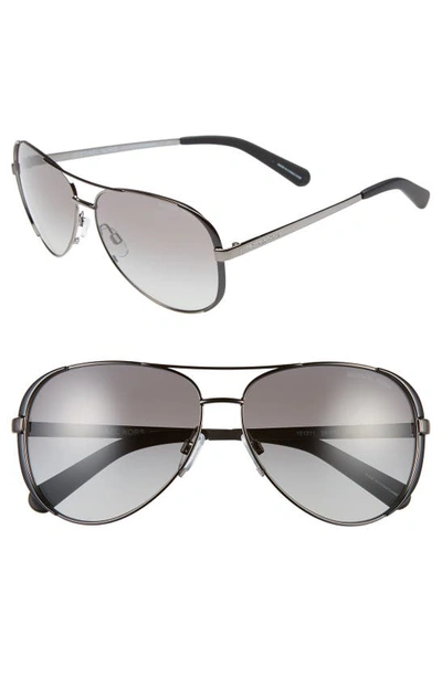 Shop Michael Kors Collection 59mm Aviator Sunglasses In Gunmetal/ Black/ Grey Gradient