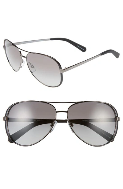 Michael Kors Collection 59mm Aviator Sunglasses In Gunmetal/ Black/ Grey Gradient