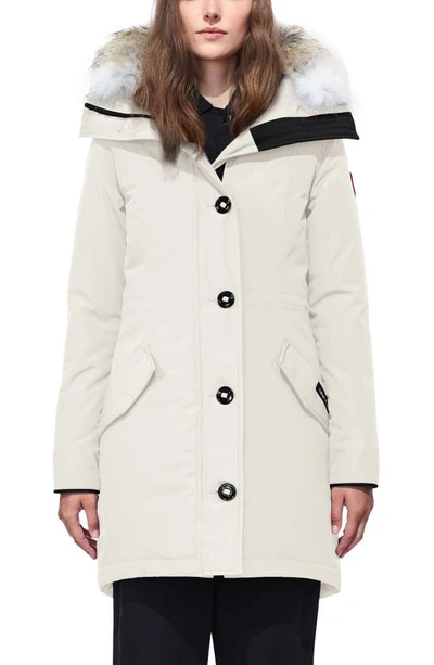 Canada Goose Rossclair Fur Trim Down Parka In White | ModeSens