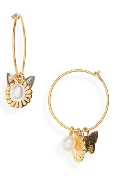 Shop Madewell Collection Mix & Match Charm Hoop Earrings In Vintage Gold