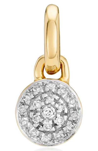 Shop Monica Vinader Fiji Mini Diamond Button Pendant Charm In Yellow Gold/ Diamond