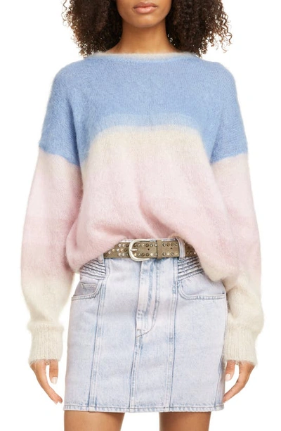 Shop Isabel Marant Étoile Drussell Colorblock Mohair Blend Sweater In Blue