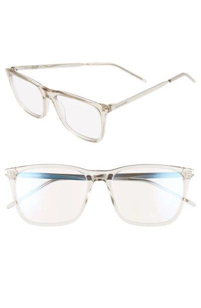 Shop Saint Laurent 55mm Optical Glasses In Light Brown
