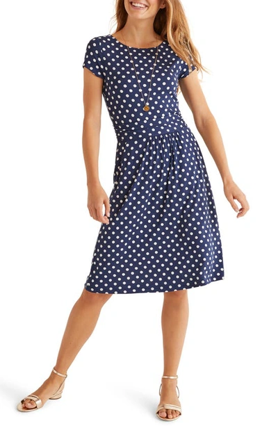 Shop Boden Amelie Print Jersey Dress In Navy Linear Spot
