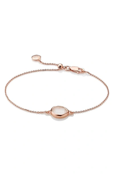 Shop Monica Vinader Mini Siren Fine Chain Bracelet In Rose Quartz/ Rose Gold
