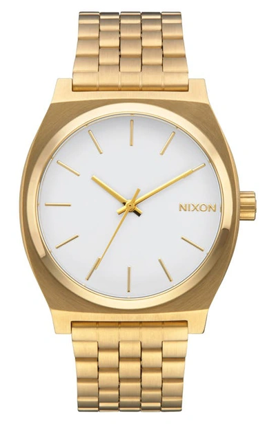 Shop Nixon 'time Teller' Bracelet Watch, 37mm In Gold/ White/ Gold