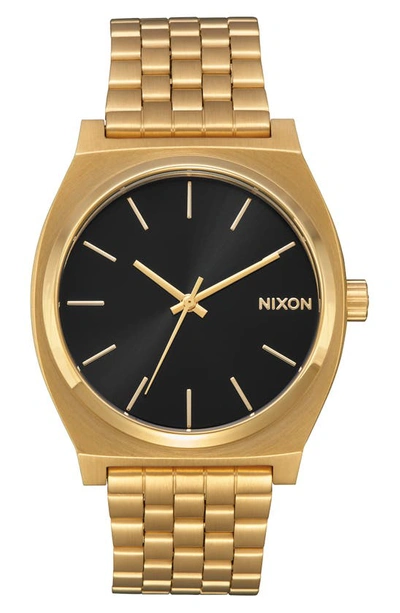 Shop Nixon 'time Teller' Bracelet Watch, 37mm In Gold/ Black/ Gold
