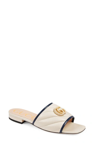 Shop Gucci Jolie Slide Sandal In Blue Agate/ Mystic White