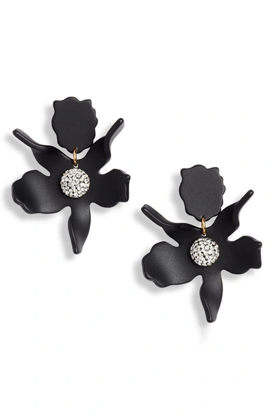 Shop Lele Sadoughi Small Crystal Lily Drop Earrings In Jet
