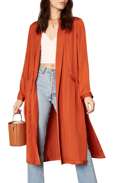 Shop Cupcakes And Cashmere Marina Longline Satin Duster Jacket In Paprika