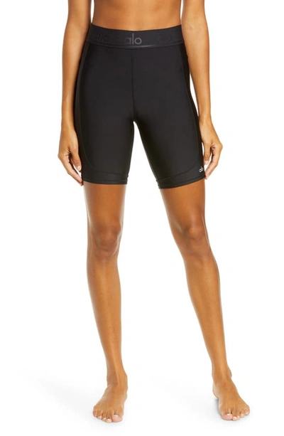 Shop Alo Yoga Rider Bike Shorts In Black