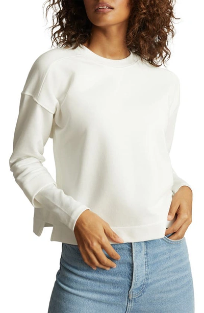 Shop Reiss Abela Extended Cuff Cotton Blend Sweatshirt In Ivory