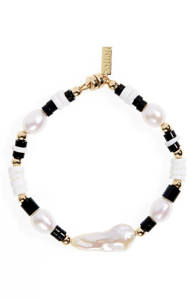 Shop Aliou Eliou Dax 1 Bead & Baroque Pearl Bracelet In Gold