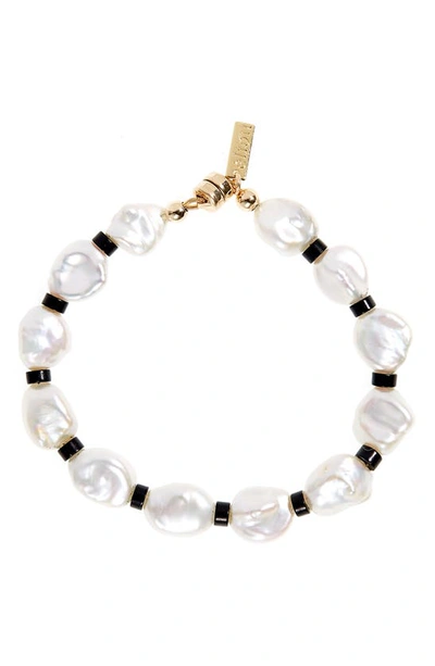 Shop Aliou Dax 2 Bead & Baroque Pearl Bracelet In Gold