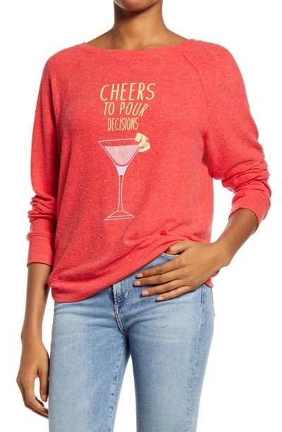 Shop Wildfox Cheers Graphic Sweatshirt In Scarlet