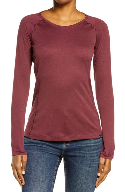 Shop Patagonia Capilene Midweight Crewneck Top In Chicory Red -lt Chicory Red