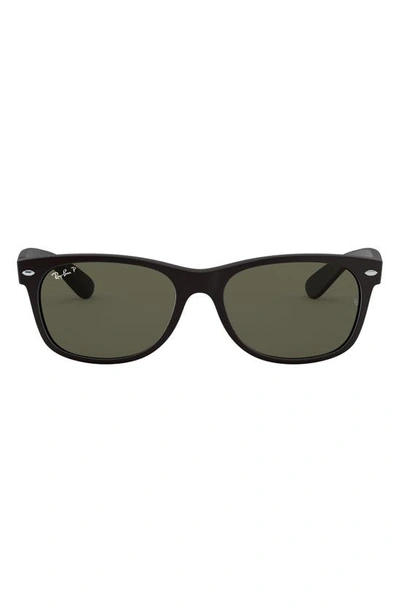 Shop Ray Ban New Wayfarer 52mm Rectangular Sunglasses In Rubber Black/ Green
