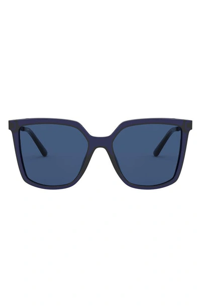 Shop Tory Burch 55mm Square Sunglasses In Transparent Navy/ Blue Solid