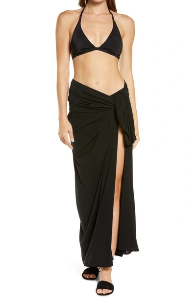Shop Norma Kamali Ernie Cover-up Pareo In Black