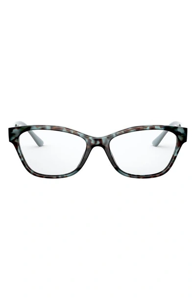 Shop Prada Pillow 53mm Optical Glasses In Spotted Blue/ Brown