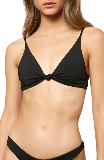Shop O'neill Pismo Saltwater Solid Bikini Top In Black