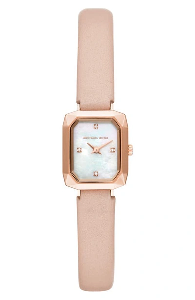 Shop Michael Kors Micheal Kors Alane Leather Strap Watch, 18mm X 28mm In Pink