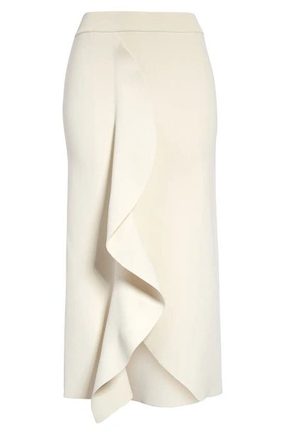 Shop Alexander Mcqueen Engineered Sculpted Knit Pencil Skirt In Ivory