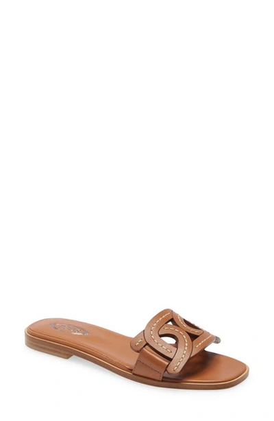 Shop Tod's Kate Chain Detail Slide Sandal In Mattone