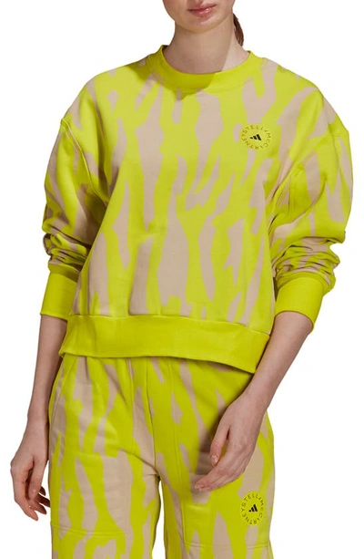 Shop Adidas By Stella Mccartney Animal Print Sweatshirt In Yellow/ Beige