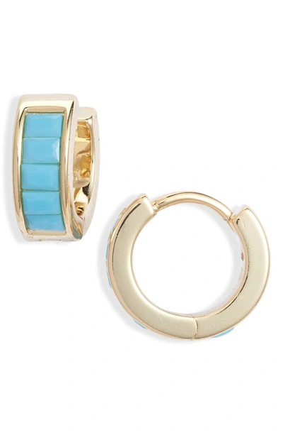 Shop Kendra Scott Jack Huggie Earrings In Gold Turquoise Crystal