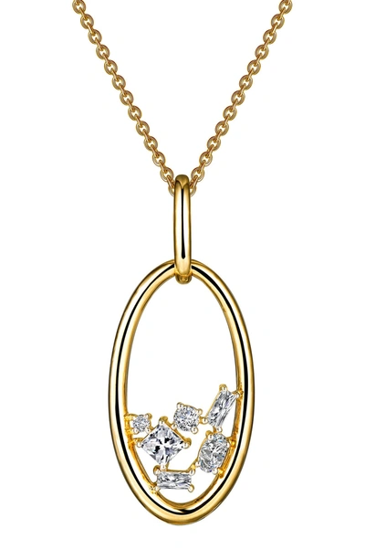 Shop Lafonn Open Oval Pendant Necklace In Gold/silver/clear