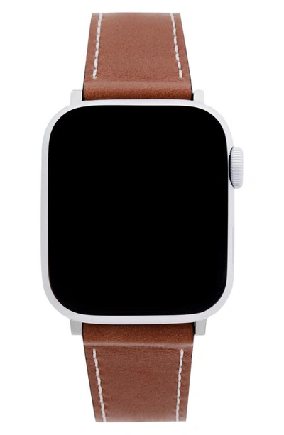 Shop Rebecca Minkoff Leather Apple Watch® Strap In Saddle