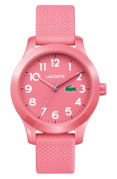 Shop Lacoste Kids 12.12 Silicone Strap Watch, 32mm In Pink